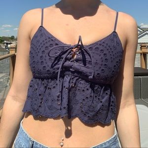 ARIE BLUE TANK AND CROP TOP size XS fits XS/S